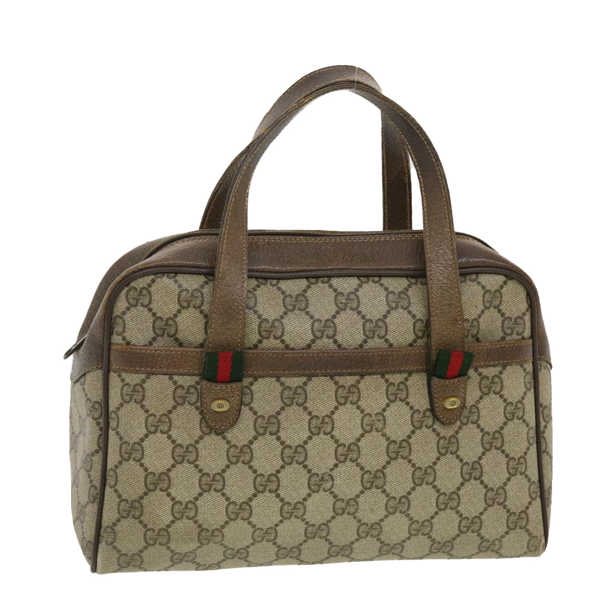 Gucci Gg Canvas Web Sherry Line Hand Bag Beige Red Green 24.02.053 Auth Rd4756